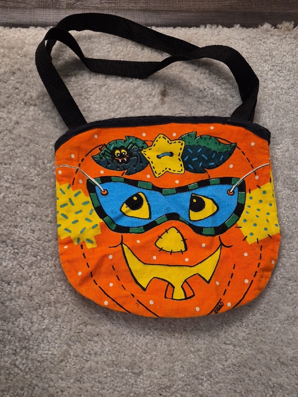 B & D Halloween Pumpkin Mask Canvas Tote - Orange